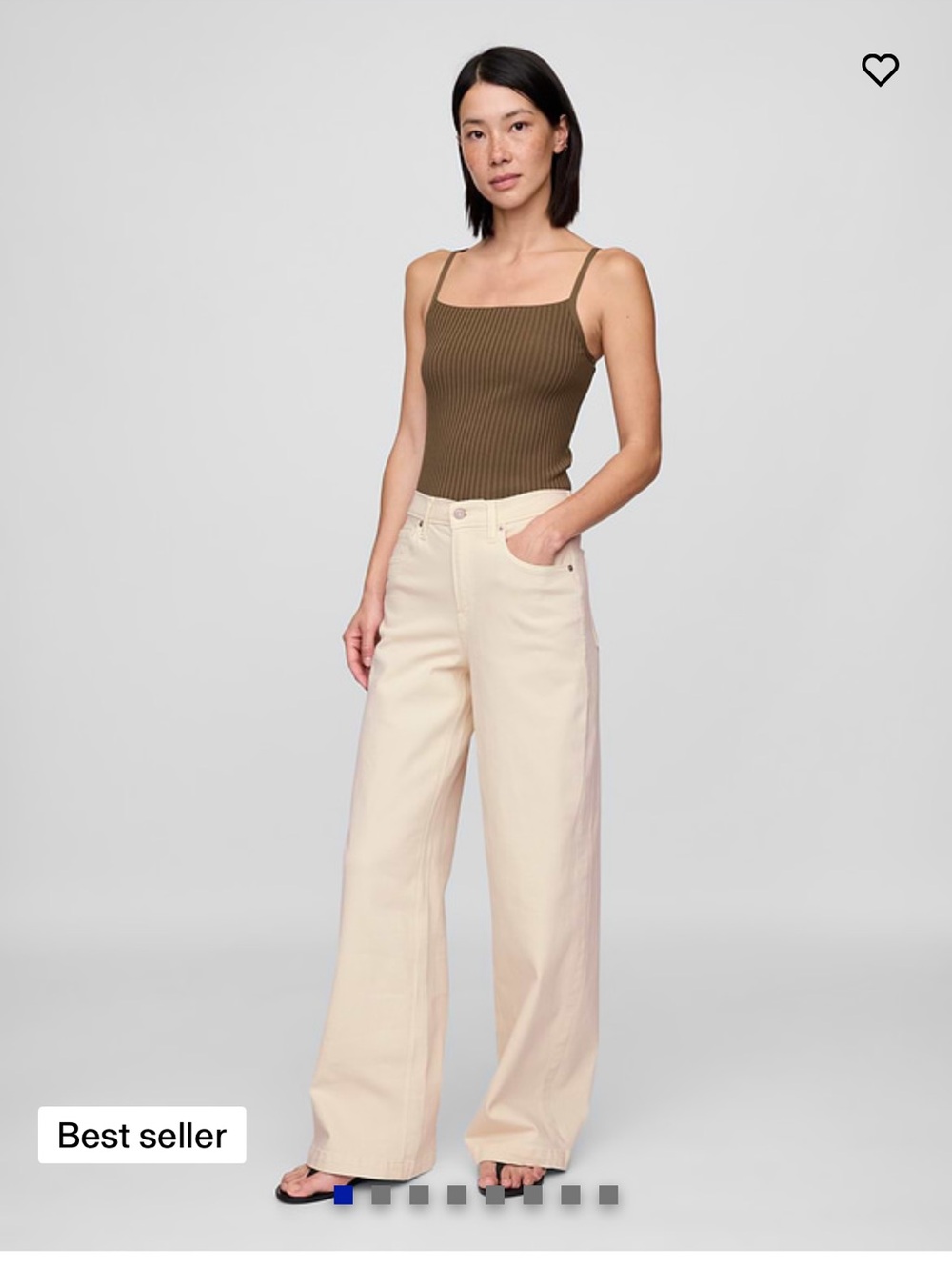 NWOT Gap high rise stride wide leg Jean color Ecru size 27/4 length short